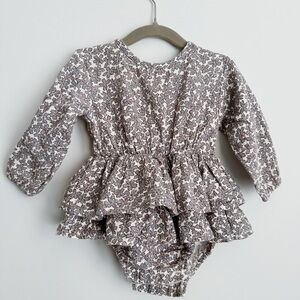 Quincy Mae Long-sleeve, Dusk Floral Ruffle Romper